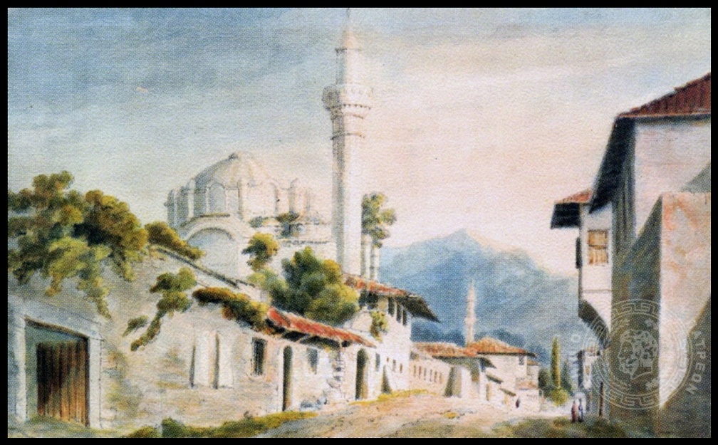 4. Ο ναός τού Παντοκράτορα όταν λειτουργούσε ακόμη σαν τζαμί, αρχές 19ου αι