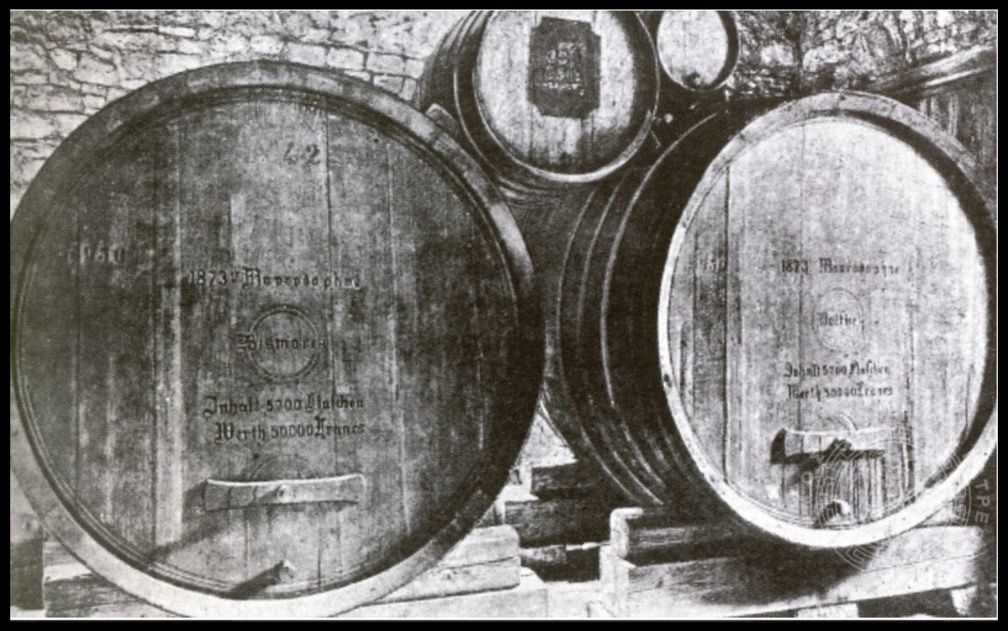 14. Παλαιά βαρέλια μαυροδάφνης τού 19ου αιώνα στις εγγαταστάσεις τής Αχάια Κλάους
