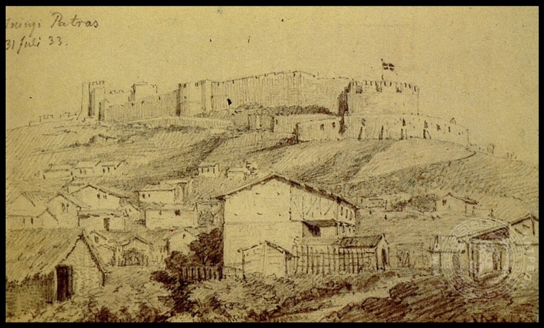 3. Το φρούριο των Πατρών σε σχέδιο με μολυβί τού Χριστιανού Χάνσεν, 31 Ιουλίου 1833.jpg
